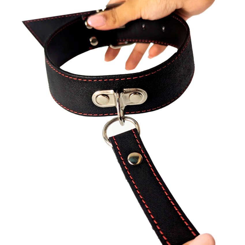 Collar-4cm con correa de cuero - Imagen de 5