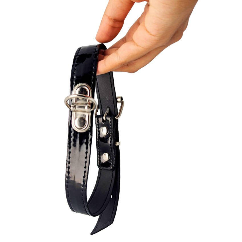 Collar con correa de charol símil cuero - Imagen de 4