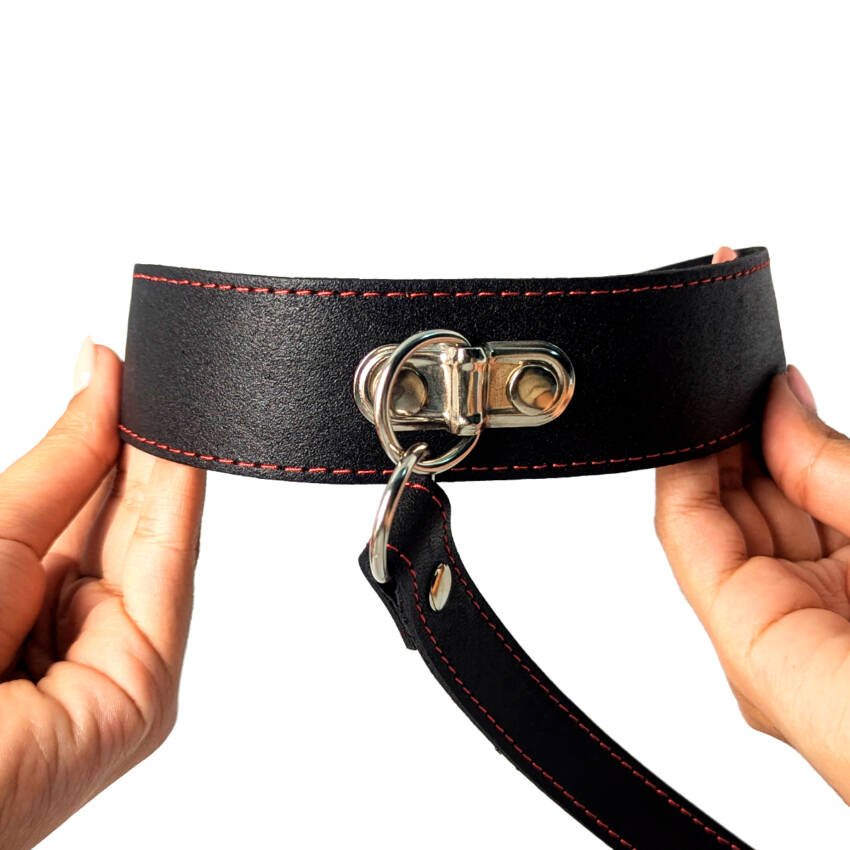 Collar-4cm con correa de cuero - Imagen de 3