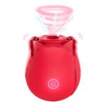 Rosa con vibrador y succionador con carga USB