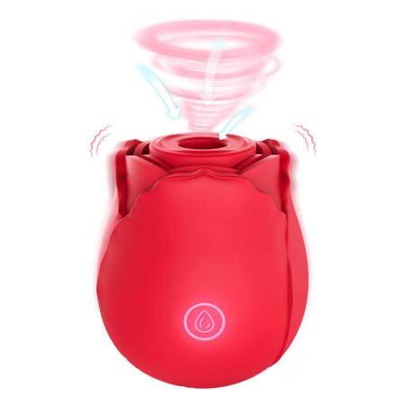 Rosa con vibrador y succionador con carga USB