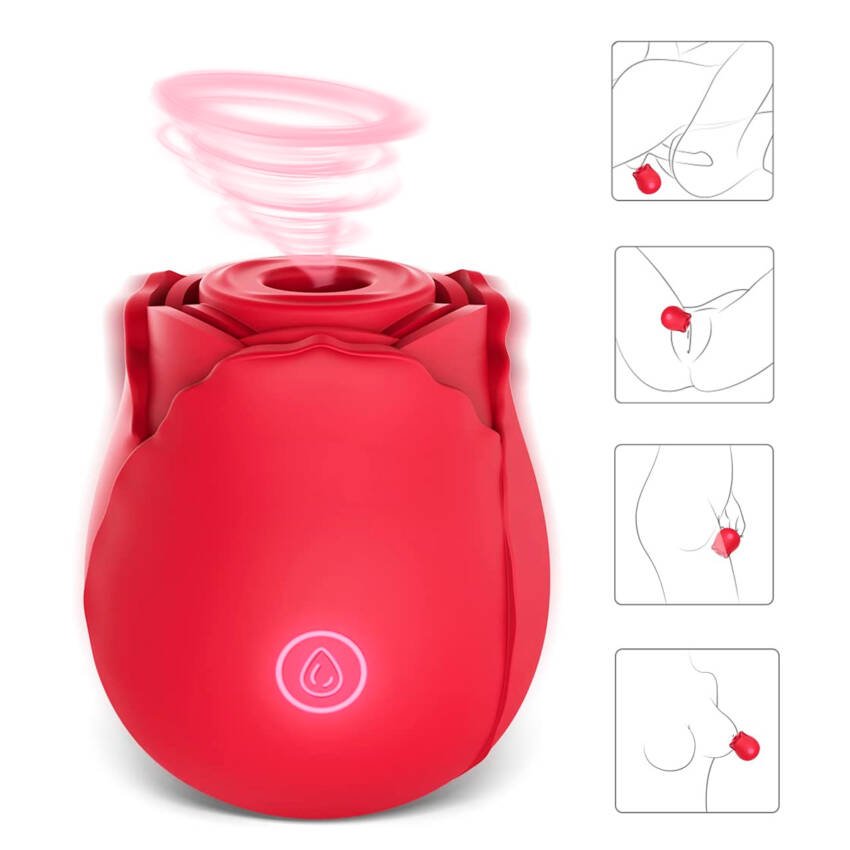 Rosa con vibrador y succionador con carga USB - Imagen de 2