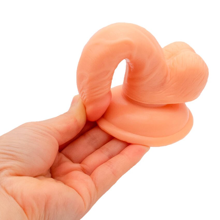 Dildo curvo realista con sopapa - 13 x 2,8 cm - Imagen de 2