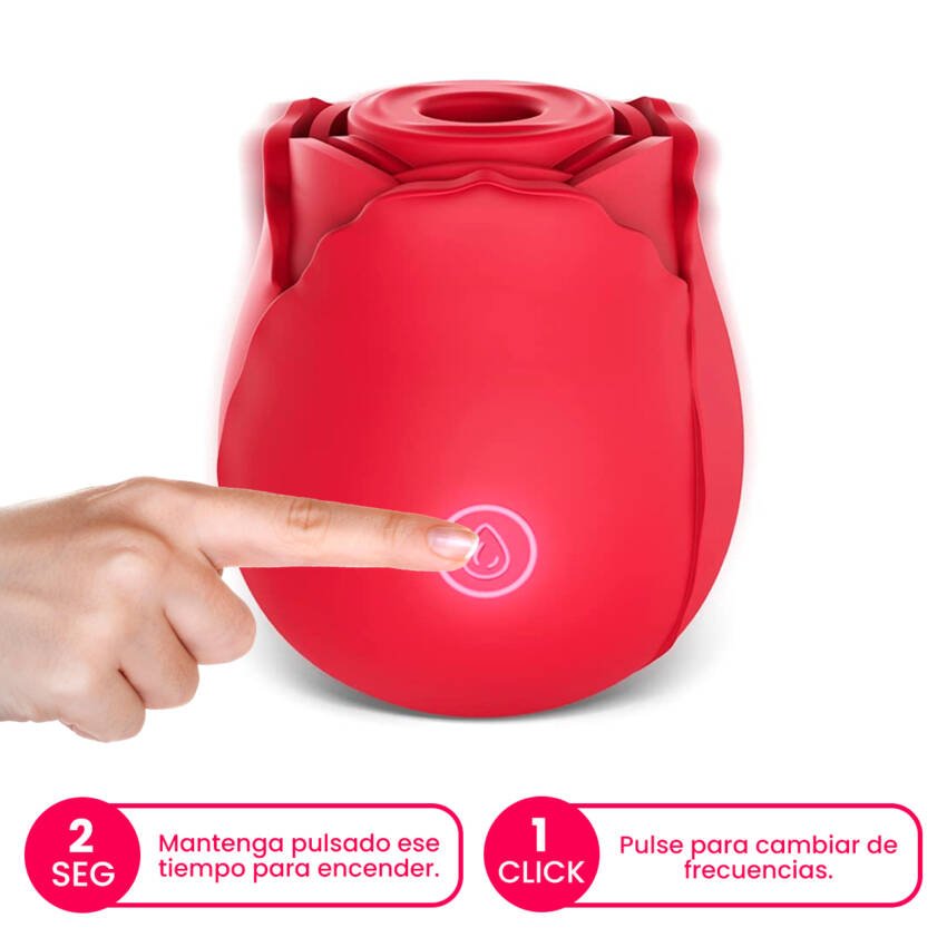 Rosa con vibrador y succionador con carga USB - Imagen de 3