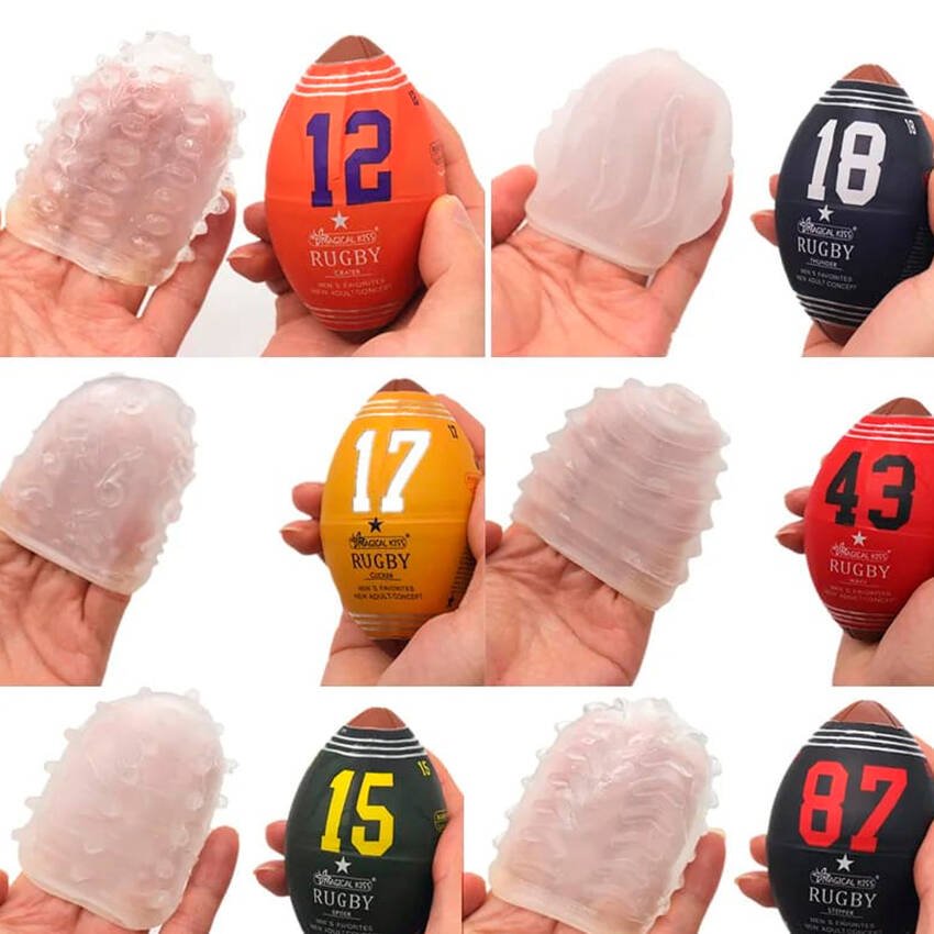 Masturbador masculino huevo con textura rugby - Imagen de 3