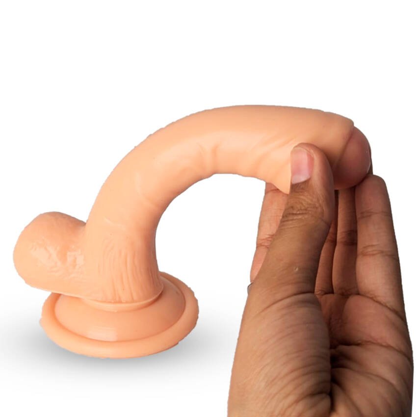 Dildo curvo realista con sopapa - 17 x 3,6 cm - Imagen de 6