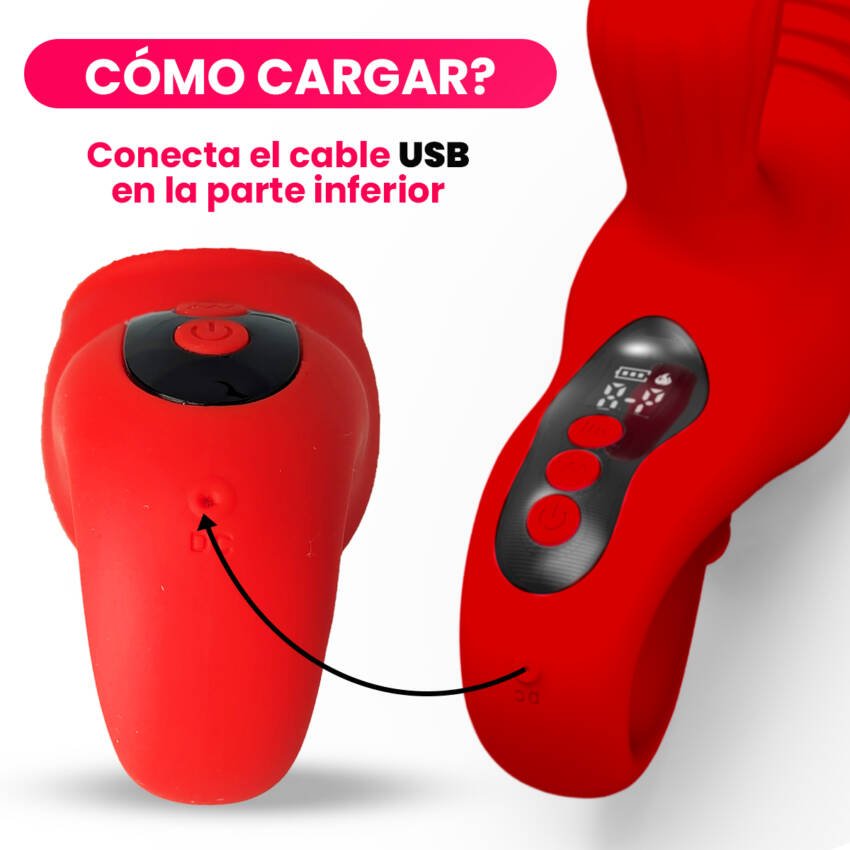 Vibrador succionador con efecto calor y empuje - Imagen de 6