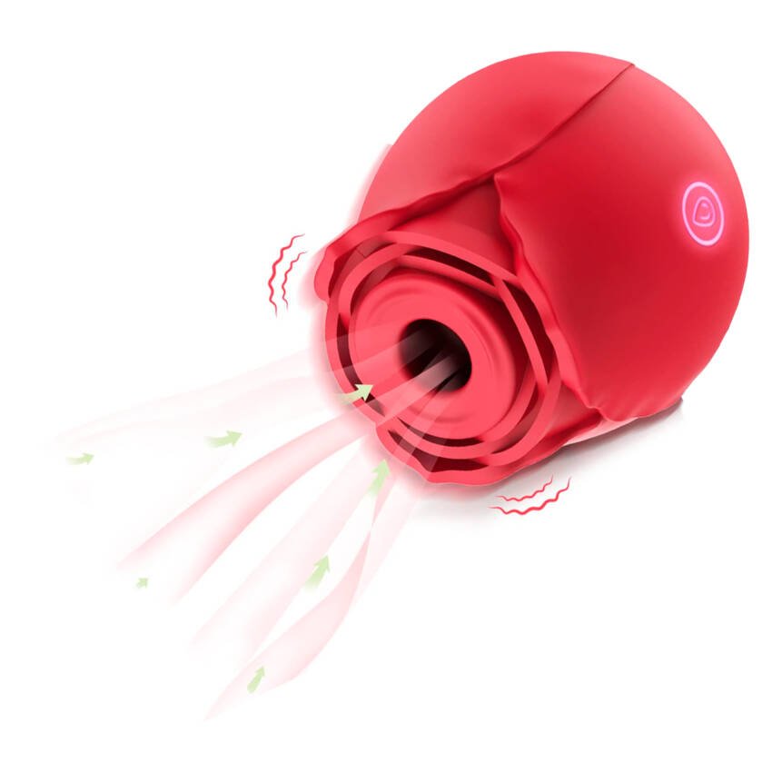Rosa con vibrador y succionador con carga USB - Imagen de 7