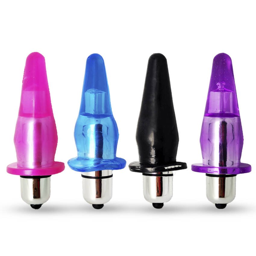 Kit con consolador recto 17,5 x 4 cm + plug anal + dilatador vibrador + gel - Imagen de 2
