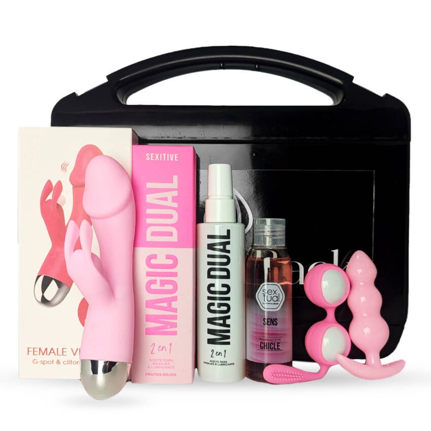 Kit Valija Sexual Con Consolador Vibrador Plug Bolas Chinas Y Gel - Imagen de 5
