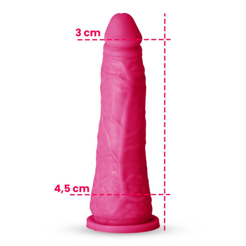 Kit de arnés simple con aro 4 cm + Consolador fucsia 18 x 3 cm - Imagen de 3