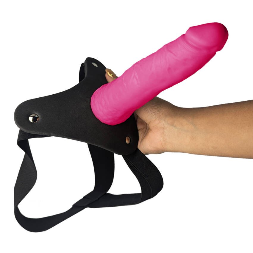 Kit de arnés simple con aro 4 cm + Consolador fucsia 18 x 3 cm - Imagen de 4