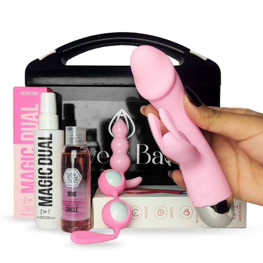 Kit Valija Sexual Con Consolador Vibrador Plug Bolas Chinas Y Gel - Imagen de 2