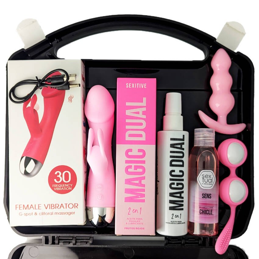 Kit Valija Sexual Con Consolador Vibrador Plug Bolas Chinas Y Gel - Imagen de 6