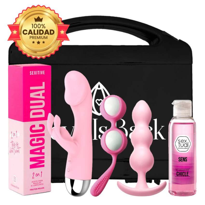 Kit Valija Sexual Con Consolador Vibrador Plug Bolas Chinas Y Gel