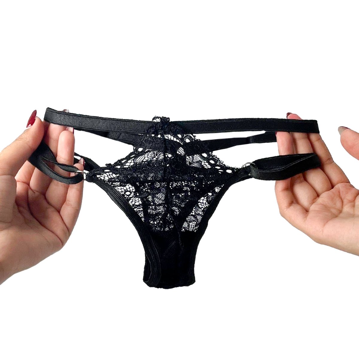 Conjunto De Encaje Corpiño Cruzado + Tanga Less Doble Tira - Imagen de 5