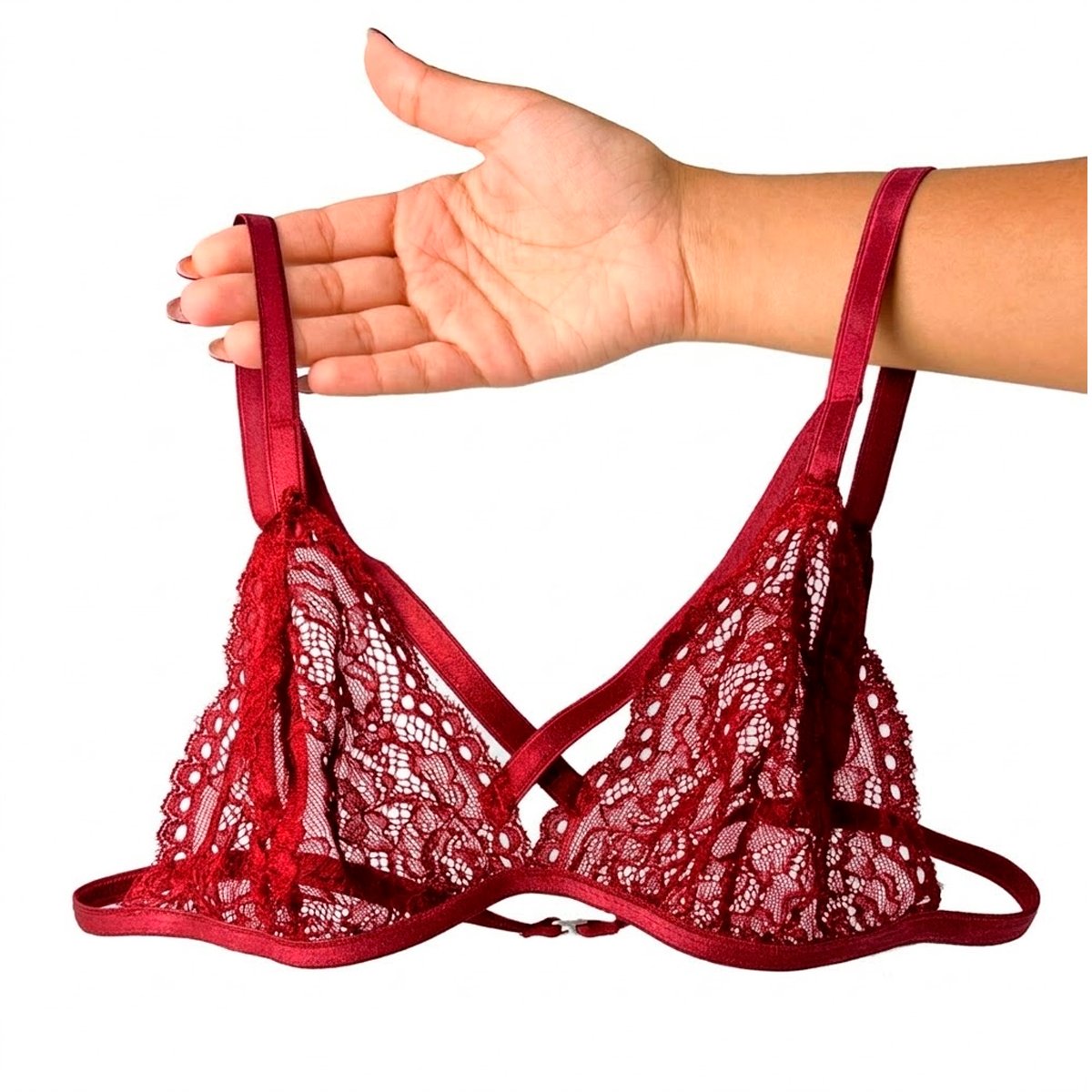 Conjunto De Encaje Corpiño Cruzado + Tanga Less Doble Tira + Liguero - Imagen de 4